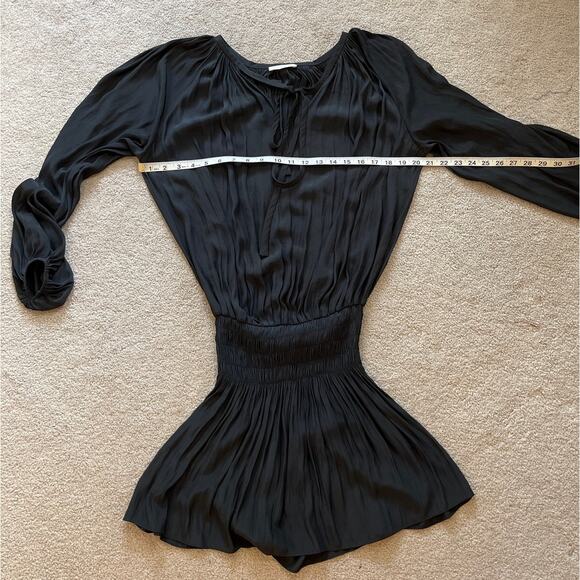 Ramy Brook Womens Paris Blouson Mini Dress Sz Small Black Smocked Whimsigoth - Picture 7 of 8